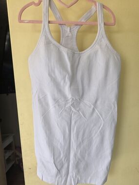 lululemon athletica White Ribbed Racerback Tank